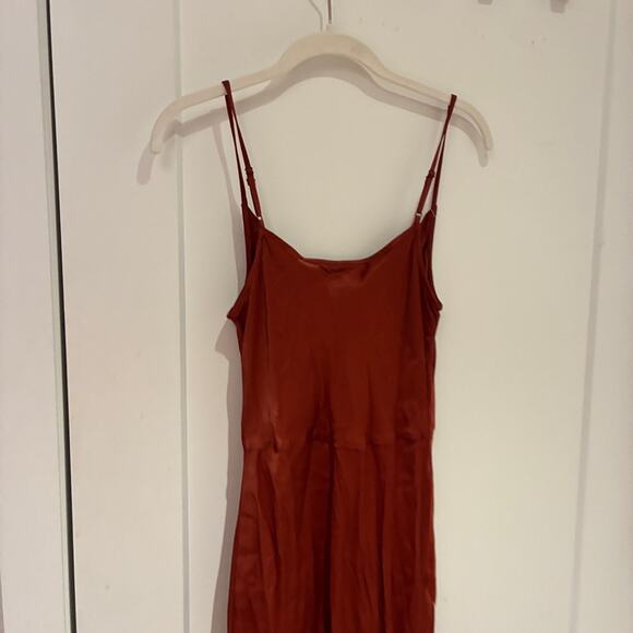 Anthropologie Burnt Orange Satin Slip Dress XS - Picture 5 of 11